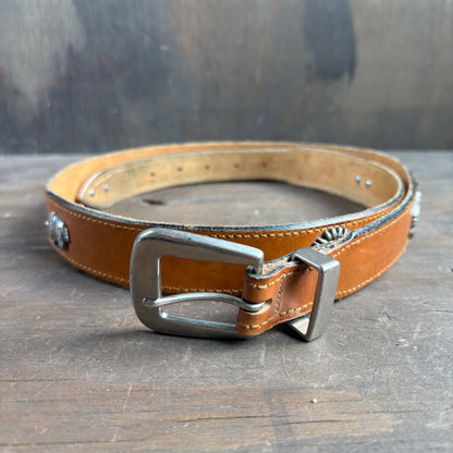 Tan Leather Belt with Animal Studs