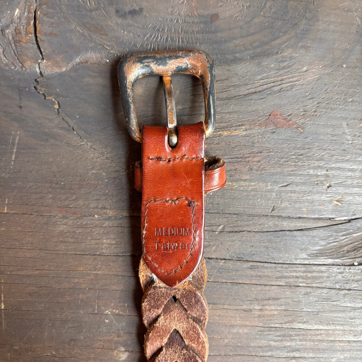 Vintage Tan Braided Leather Belt