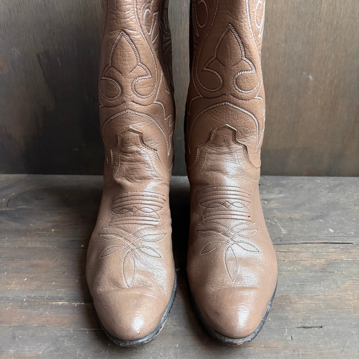 Vintage Olathe Beige Leather Boots