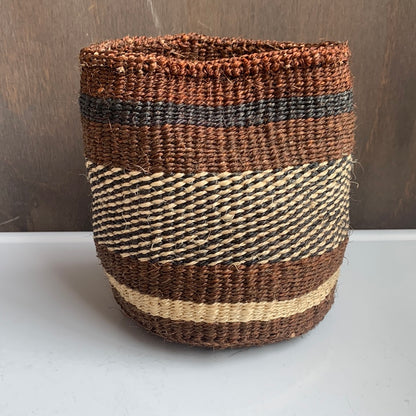 Brown striped woven basket