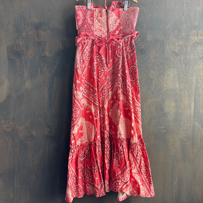 Vintage Red Paisley Halter Dress