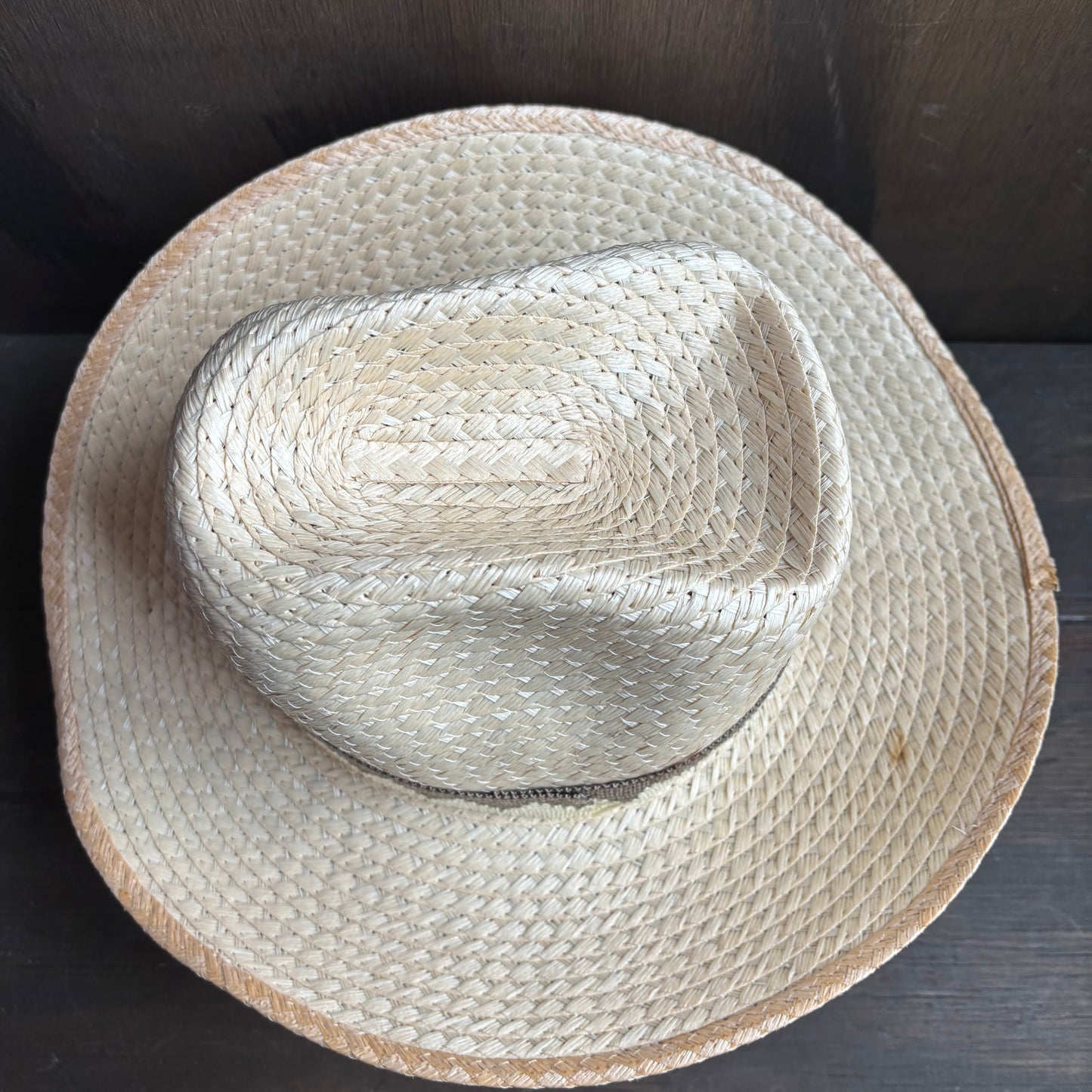 Vintage Straw Hat with Wide Woven Band