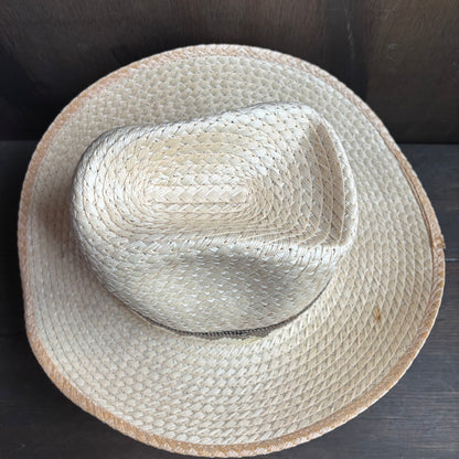 Vintage Straw Hat with Wide Woven Band