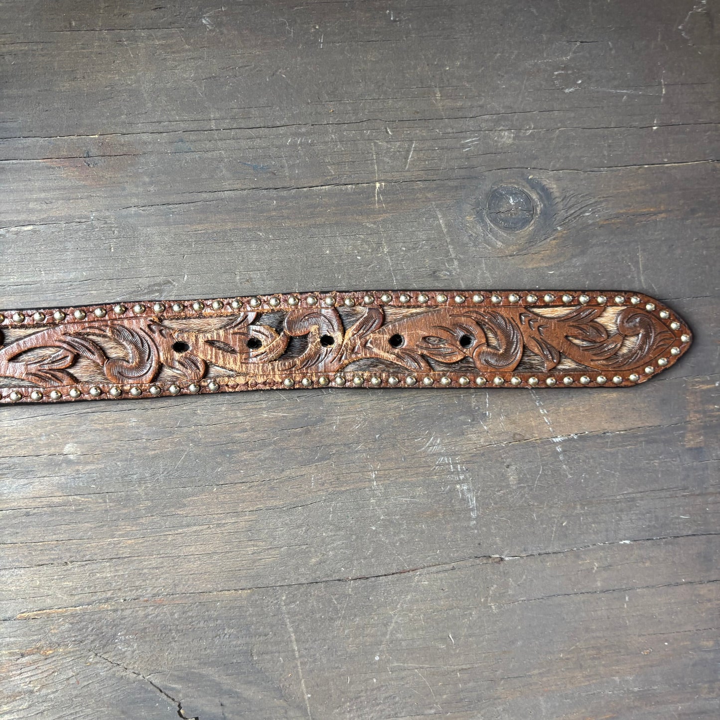 Tooled Leather Embellished Belt