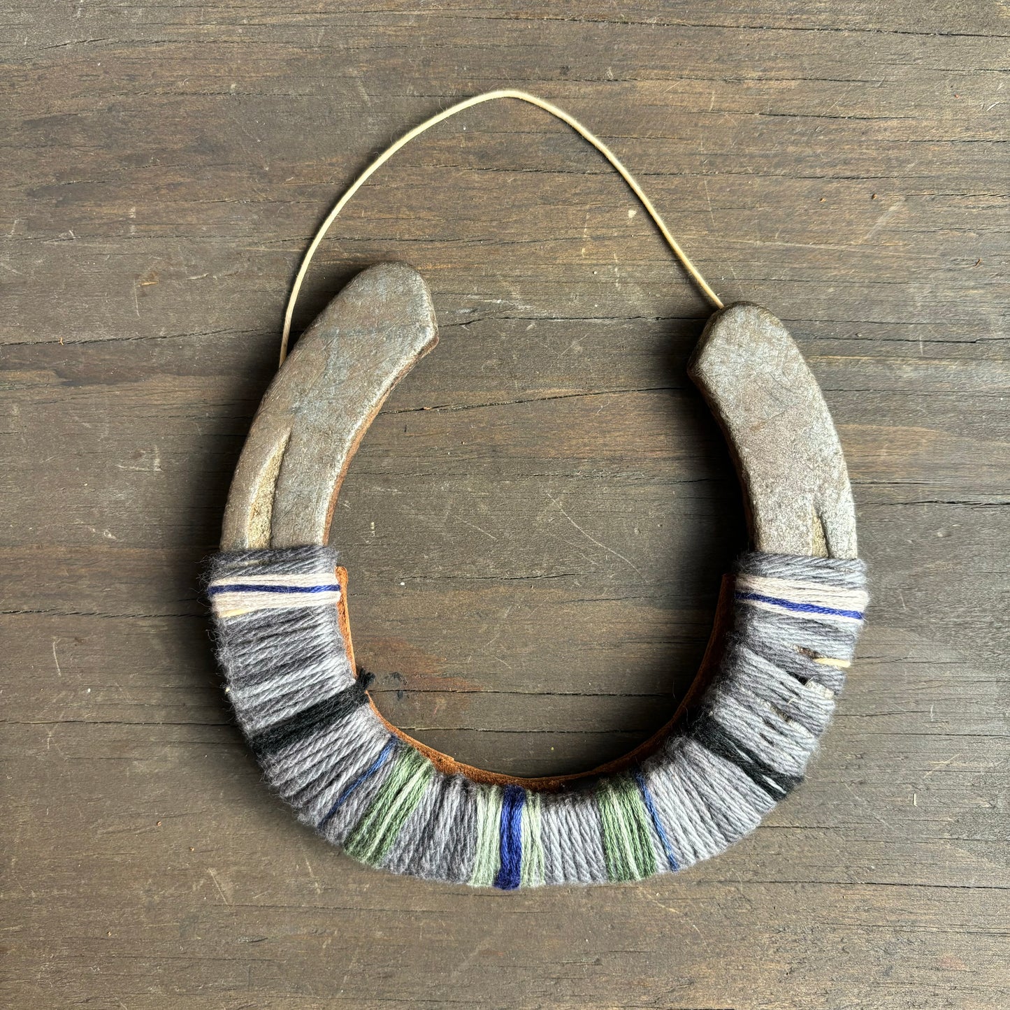 Dark Grey Thread Wrapped Hanging Horseshoe