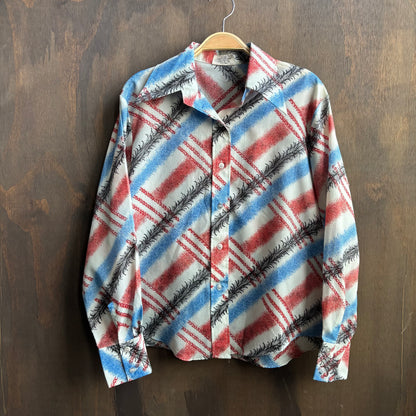 Vintage Red, White and Blue Button Up