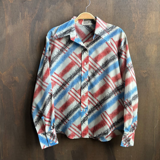 Vintage Red, White and Blue Button Up