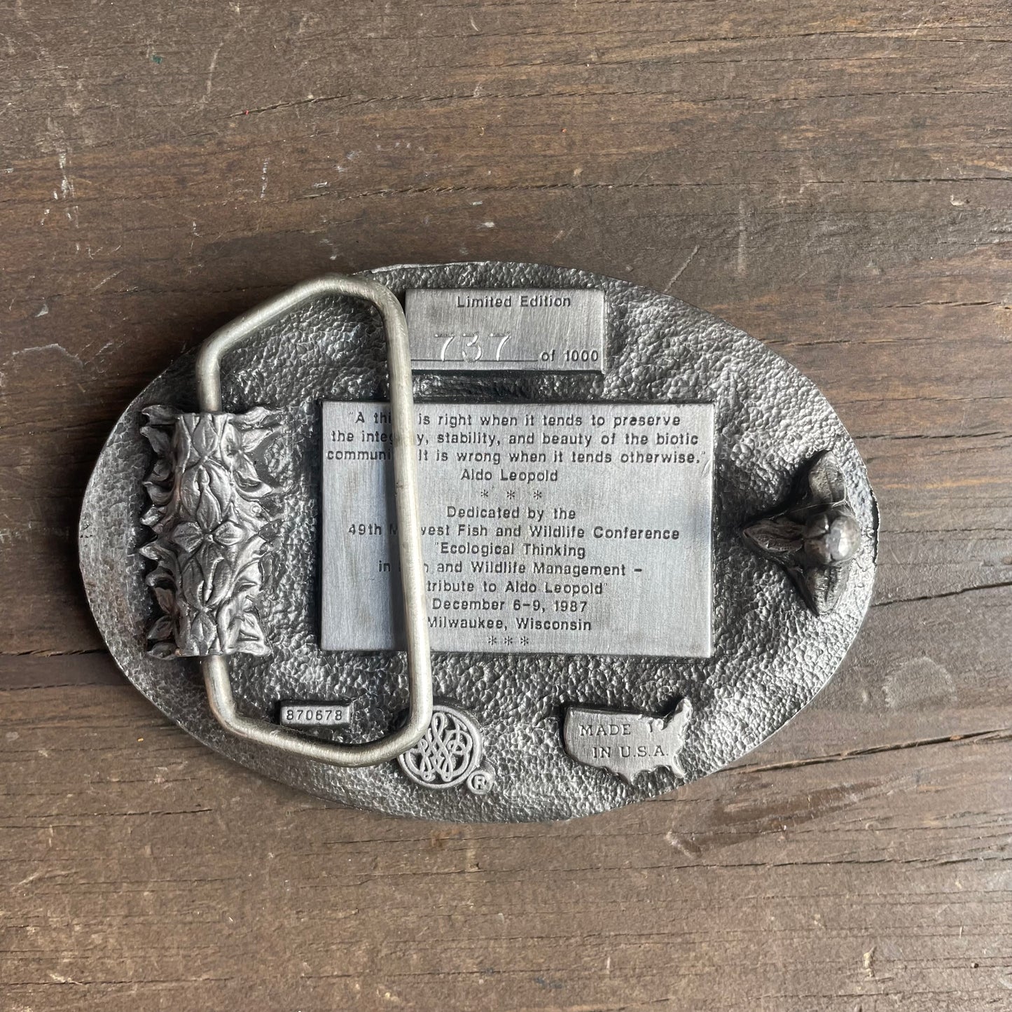 Aldo Leopold commemorative belt buckle