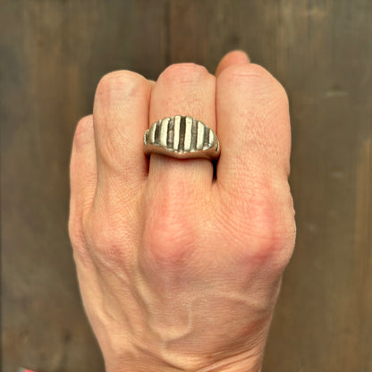 Handmade Silver Striped Ring