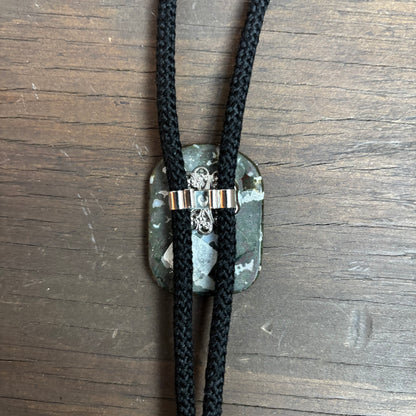Hand Painted Bald Eagle Bolo on Black Tie