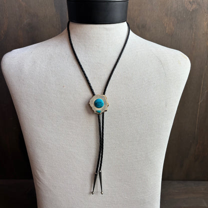 Wood and Stone Bolo on Black Tie