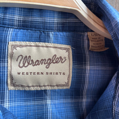 Wrangler Blue Plaid Pearl Snap