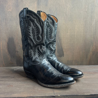 Tony Lama Black Leather Cowboy Boots