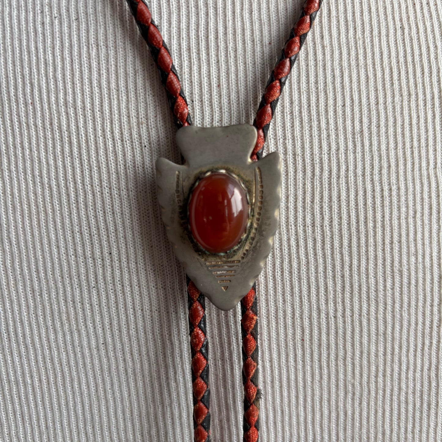 Vintage Arrowhead Bolo on Two-Tone LeatherTie