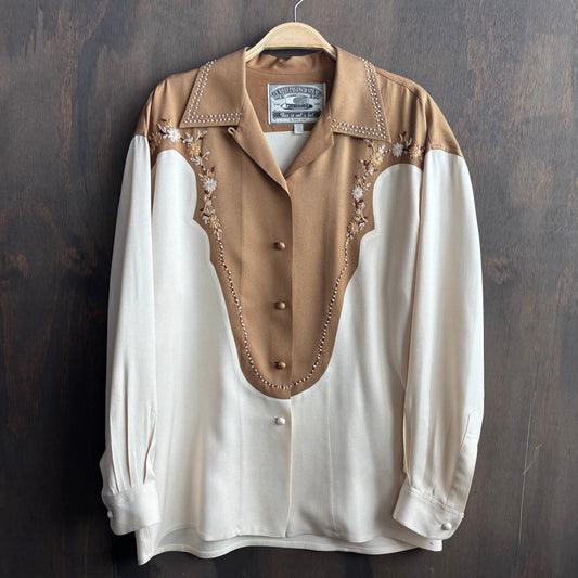 Two-Tone Silk Button Up