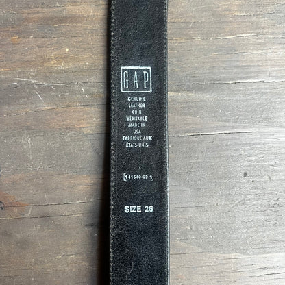 Tooled Black Leather Belt with Silver Buckle
