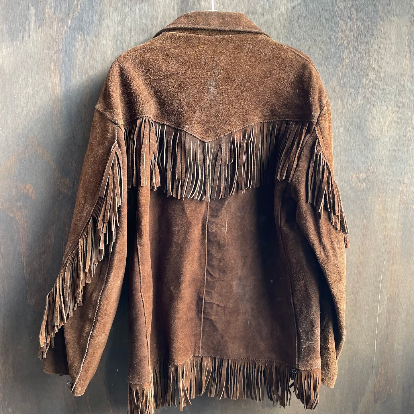 Vintage brown suede fringe jacket