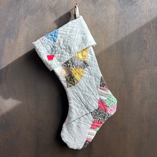 Vintage Multi Color Quilt Stocking