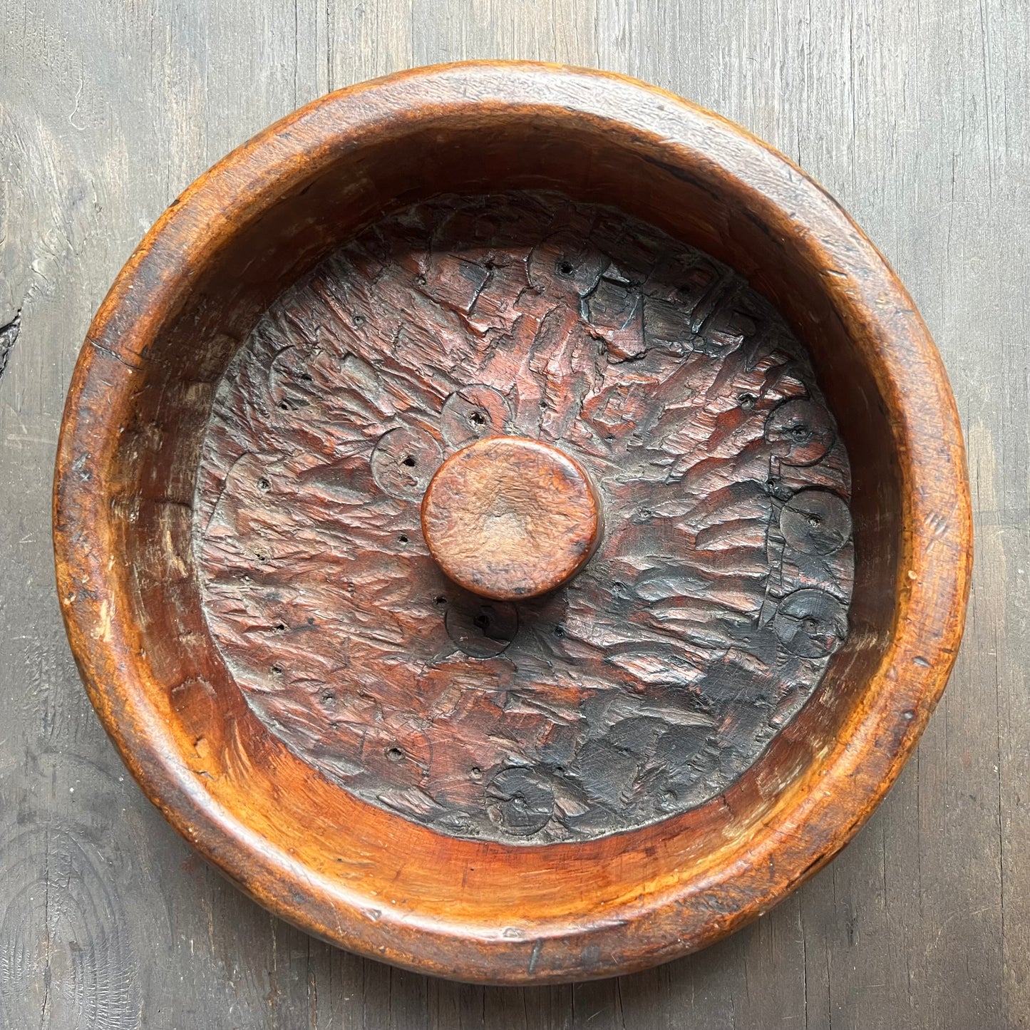 Vintage Wooden Nut Bowl
