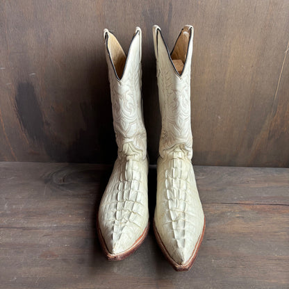 Custom Cream Reptile Pointed Boot
