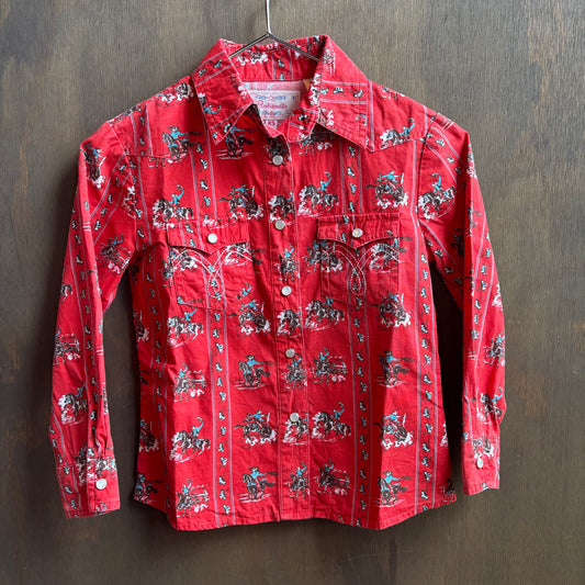 Panhandle Red Cowboy Print Pearl Snap
