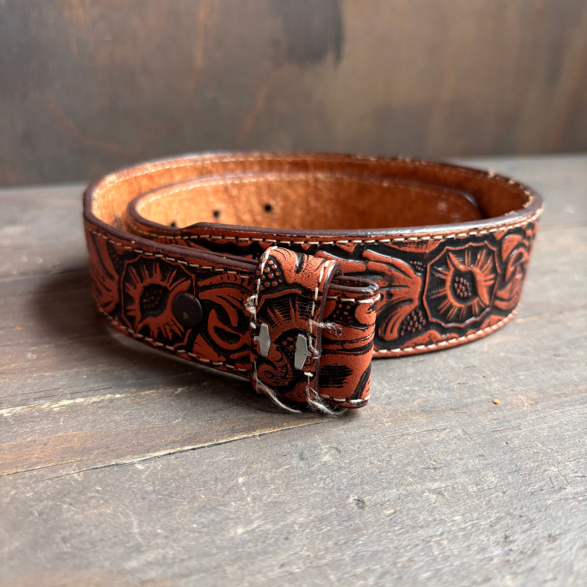 Kids Vintage Tooled Leather Belt