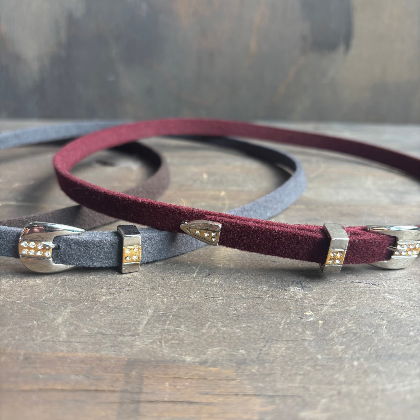 Felt Hat Band with Rhinestone Buckle