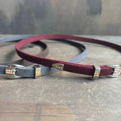 Felt Hat Band with Rhinestone Buckle