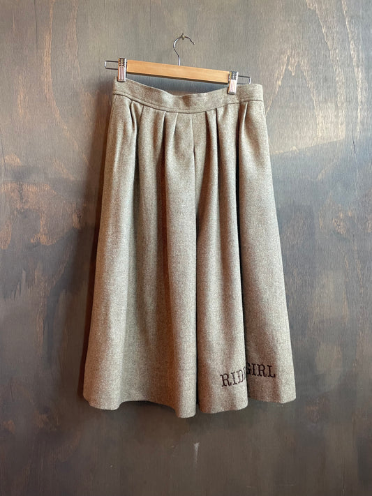Embroidered Vintage Wool “Ride ‘Em Cowgirl” Tweed Skirt