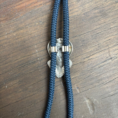 Blue Stone Bolo on Blue Tie