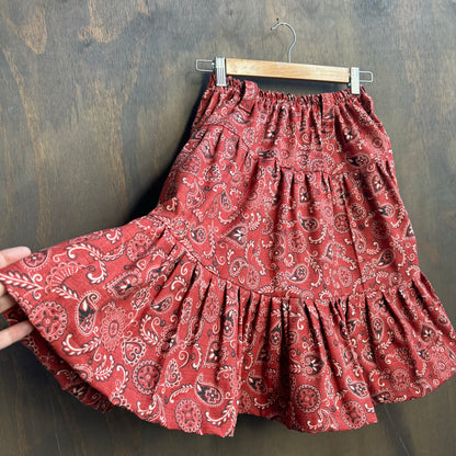 Custom Made Red Paisley Skirt