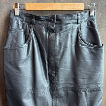 Saks 5th Avenue Grey Leather Skirt