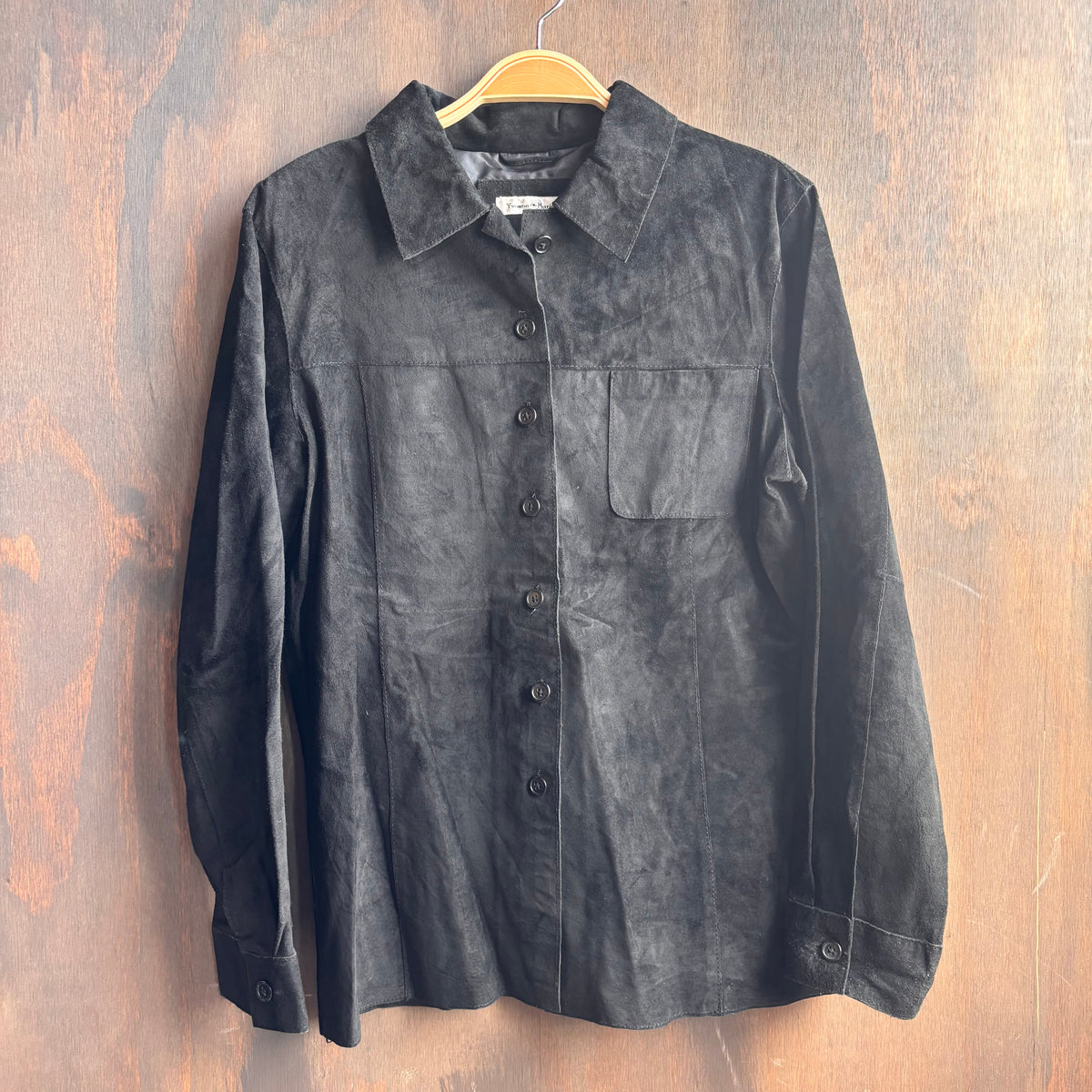 Black Leather Button Up