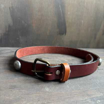 Brown Leather Belt with Conchos