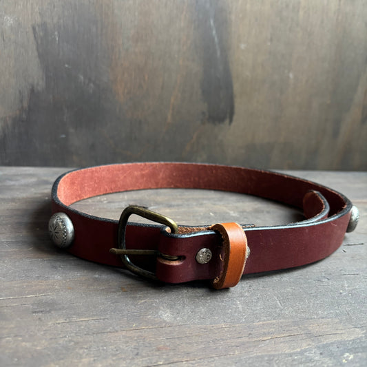 Brown Leather Belt with Conchos