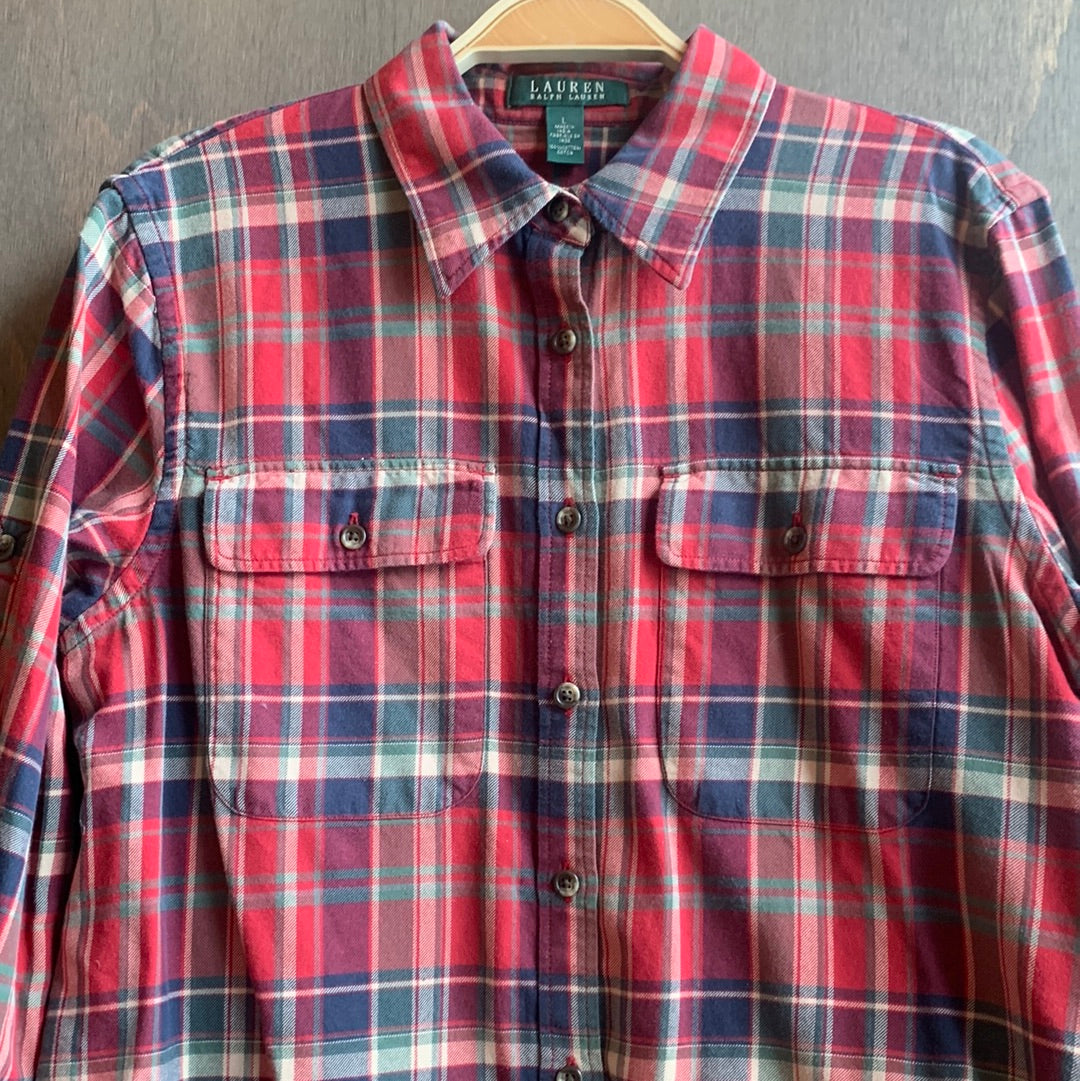 Ralph Lauren red plaid button-up shirt