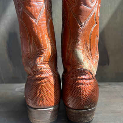 Justin Leather and Lizard Skin Cowboy Boots