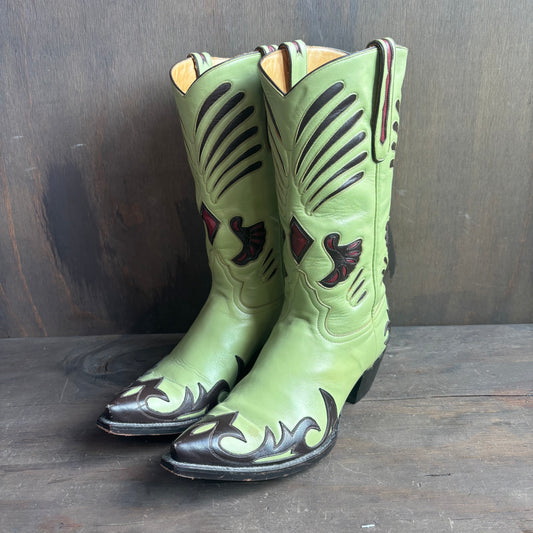 Liberty Light Green Leather Boots
