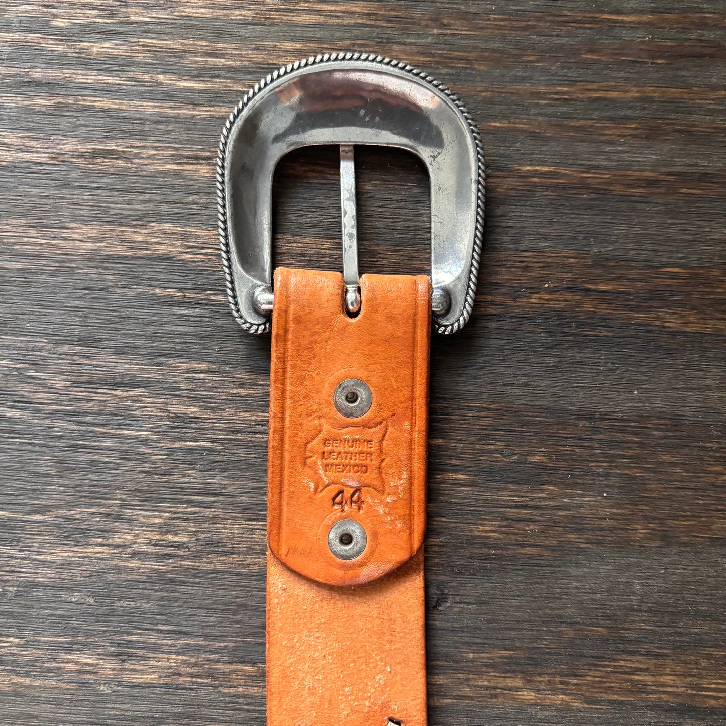 Tan Leather Belt with Cream Braid Detail