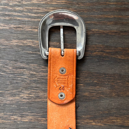 Tan Leather Belt with Cream Braid Detail