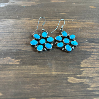 Sterling Turquoise Flower Earrings