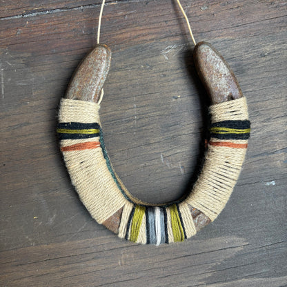 Beige Thread Wrapped Hanging Horseshoe