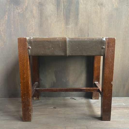 Leather and Wood Foot Stool