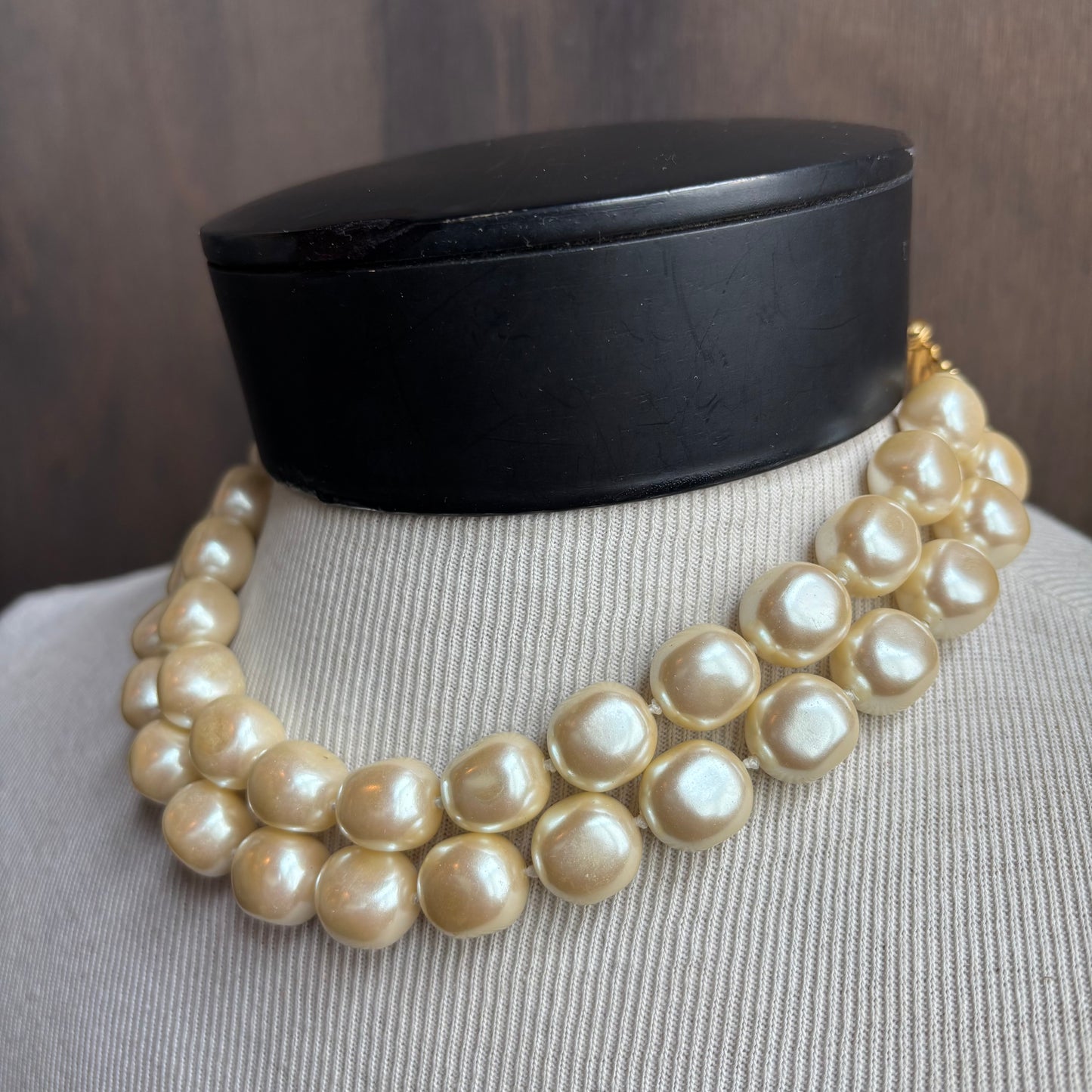 Chunky Double Strand Faux Pearl Necklace