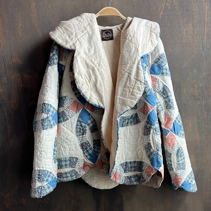 Vintage Patchwork Quilt Coat with Scalloped Edge