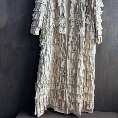 Vintage Bedazzled Cream Fringe Duster