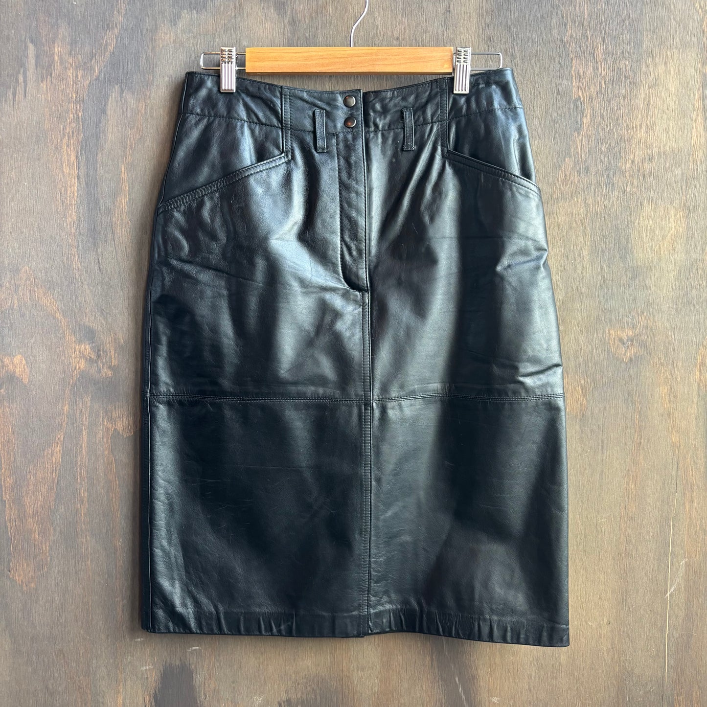 Vintage Together Black Leather Skirt