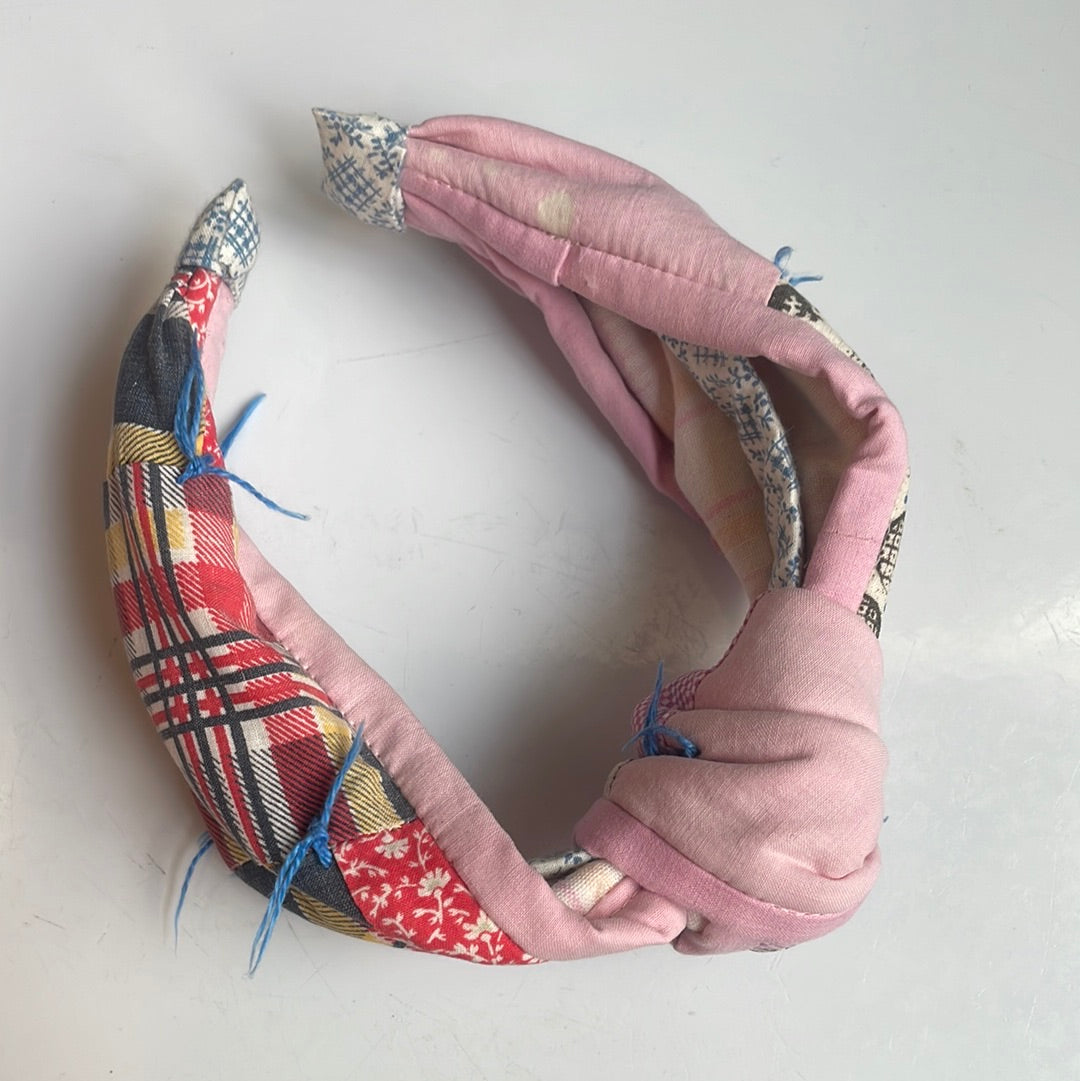 Pink and Plaid Vintage Quilt Headband