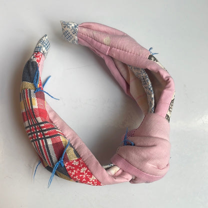 Pink and Plaid Vintage Quilt Headband