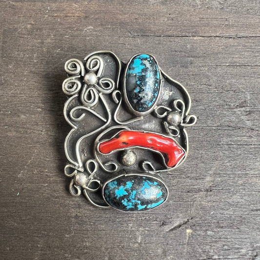 Vintage Silver Pin with Stones